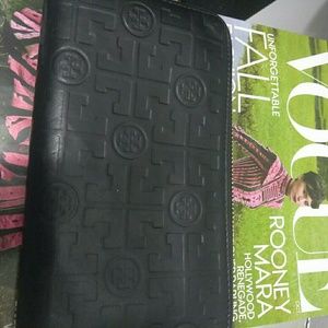 Tory Burch Embossed Black Leather Wallet
